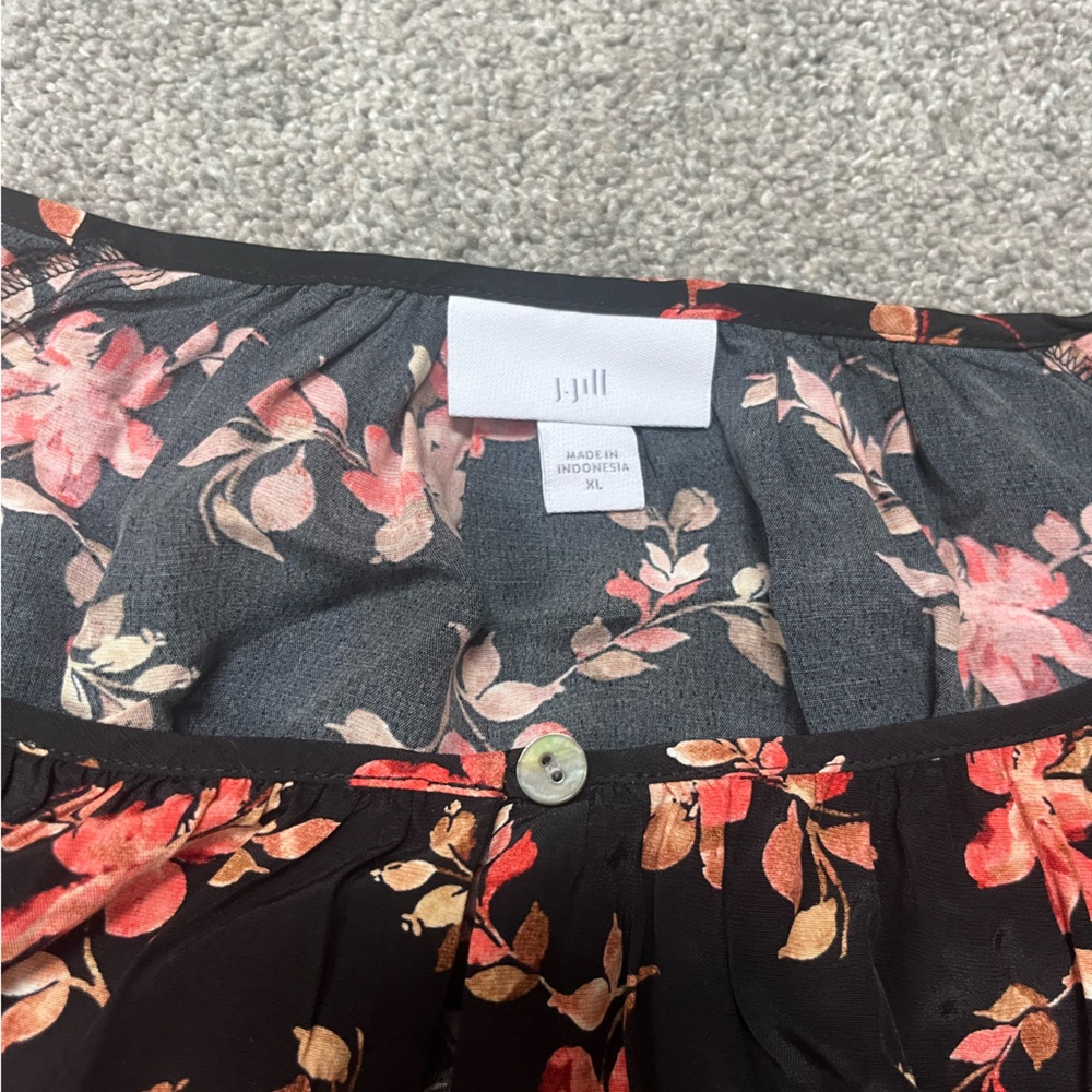 J. Jill Black and Orange Floral Blouse - Picture 4 of 5